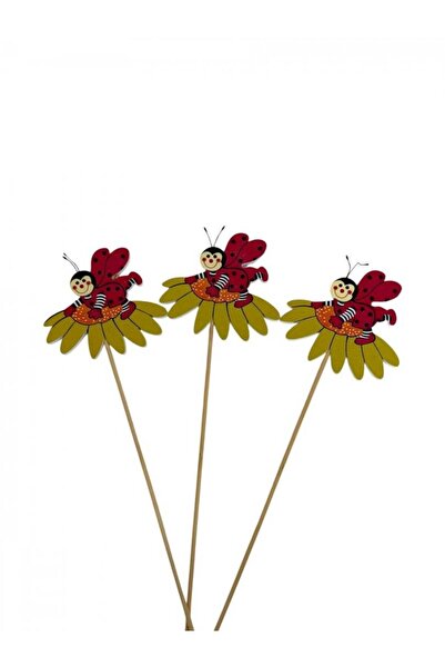 OEM Ornament Din Lemn Buburuza Pe Floare Cu Bat 12/Set