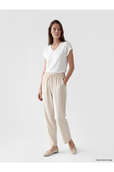 LC Waikiki Nevavm Women's Linen Blend Trousers with Elastic Waist