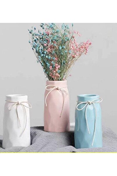 OEM Small Cylindrical Ceramic Vase, Narrow Neck, Blue