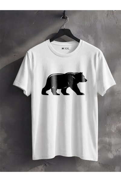 North Whiskers White Bear Silhouette Printed 100% Cotton Navy Blue Outdoor T-Shirt