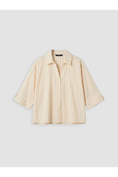 LC Waikiki Rmz Gi̇yi̇m Farkiyla Striped Loose Fit Women's Shirt