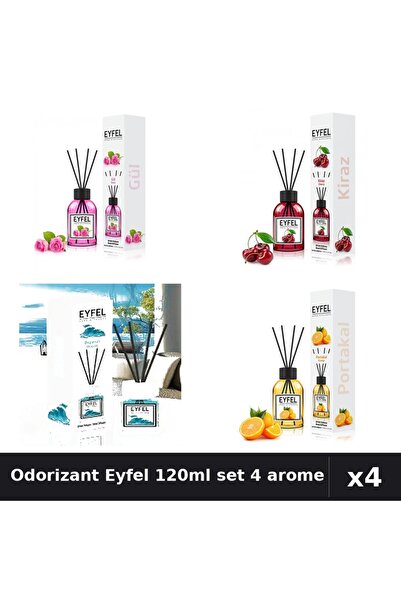 Eyfel Set 4 Odorizant Camera Betisoare 120ml - Trandafir, Cirese, Ocean, Port...