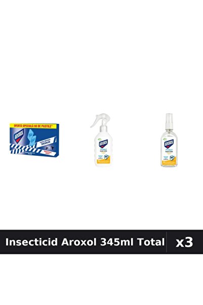Aroxol Set 3 Insecticid - Pastile 60buc, Loțiune 200ml, 85ml - Protecție Anti...