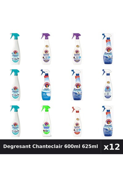 Chanteclair Set 12 Degresant Universal 600ml 625ml - 8 Arome, Detartrant, Ant...