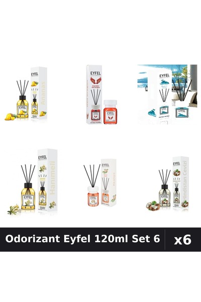 Eyfel Set 6 Odorizante Camera Betisoare 120ml - Ananas, Red Dragon, Ocean, Ac...
