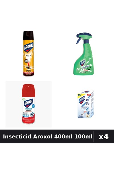 Aroxol Set 4 Spray Insecticid 400ml + 100ml - Anti Gandaci, Țânțari, Muste
