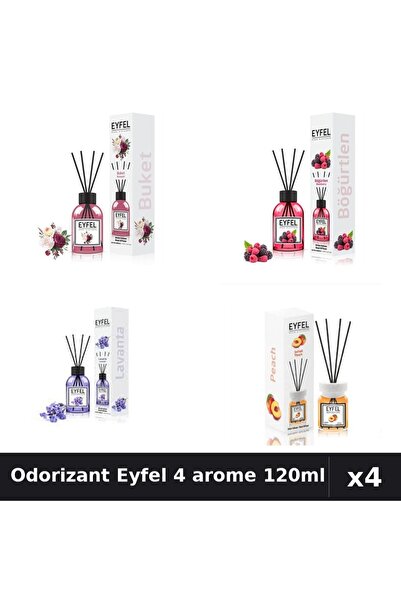 Eyfel Set 4 Odorizant Camera Betisoare 120ml - Bouquet, Fructe, Lavanda, Pier...