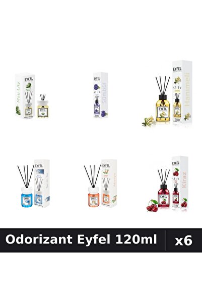 Eyfel Set 6 Odorizante Camera Betisoare 120ml - 6 Arome Asortate, Parfum Intens
