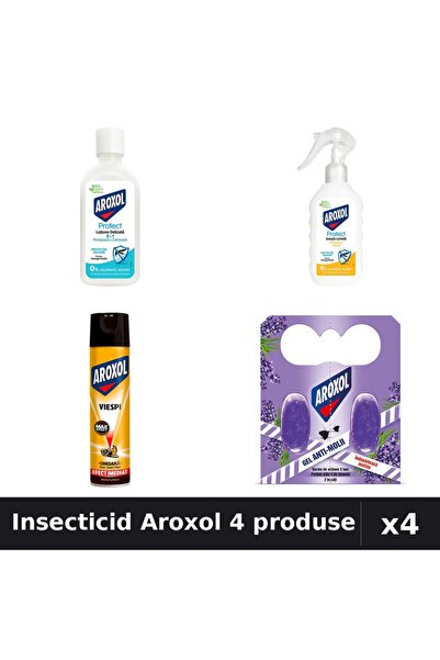 Aroxol Set 4 Insecticid - Loțiune 85ml, 200ml, Spray 400ml, Spirale Anti-Insecte
