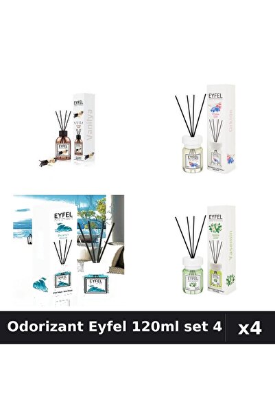 Eyfel Set 4 Odorizant Camera Betisoare 120ml - Vanilie, Orhidee, Ocean, Iasomie
