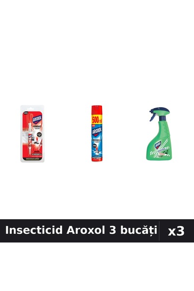 Aroxol Set 3 Insecticid - Pastile 5g, Spray 500ml, 400ml - Anti Gândaci Țânțari