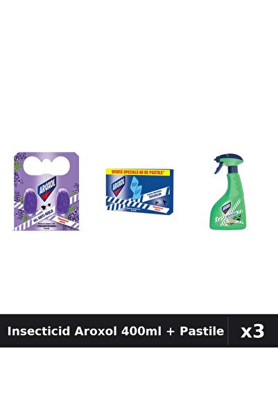 Aroxol Set 3 Spray Insecticid 400ml + Pastile Anti-Insecte - Protecție Casă