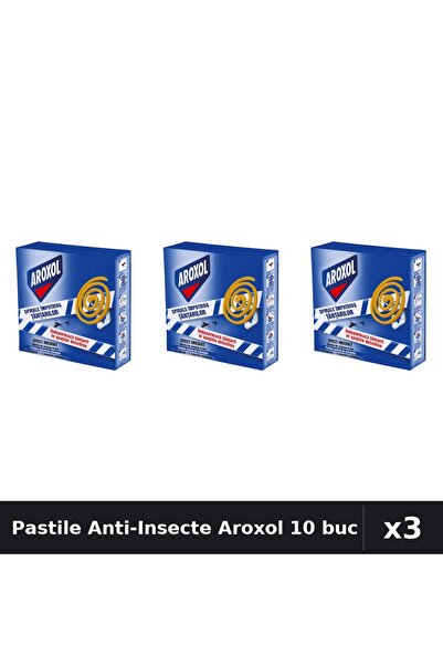 Aroxol Set 3 Pastile Anti-Insecte 10 buc - Protectie Gandaci, Tantari, Muste