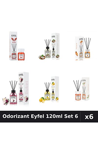 Eyfel Set 6 Odorizante Camera Betisoare 120ml - Red Dragon, Nucă, Piersică, B...