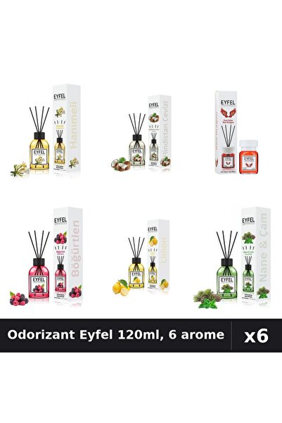 Eyfel Set 6 Odorizante Camera Betisoare 120ml - 6 Arome Asortate, Parfum Intens