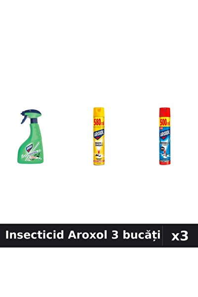 Aroxol Set 3 Spray Insecticid 400ml, 500ml, 580ml - Protecție Anti-Insecte Casa