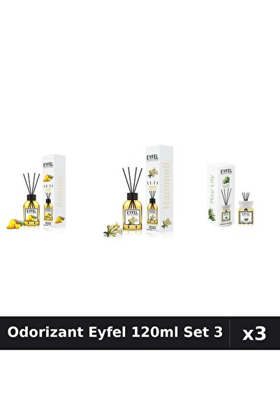Eyfel Set 3 Odorizant Camera cu Betisoare 120ml - Ananas, Lacramioare, Mâna M...