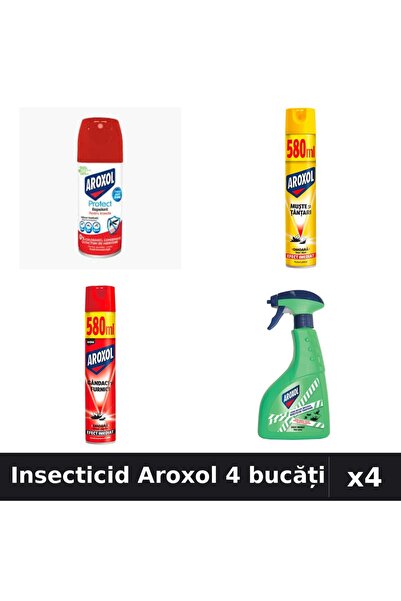 Aroxol Set 4 Spray Insecticid 100ml-580ml - Anti Gandaci, Țânțari, Muste