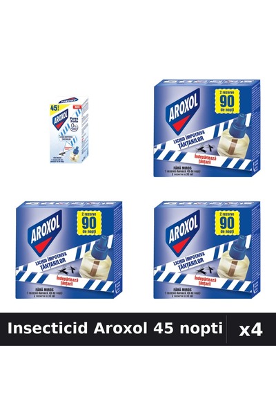 Aroxol Set 4 Insecticid Aparat Electric & Rezerve - 45 Nopti Protectie