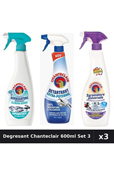 Chanteclair Set 3 Degresant Universal 600ml - Anti-Miros, Detartrant, Mosc Alb