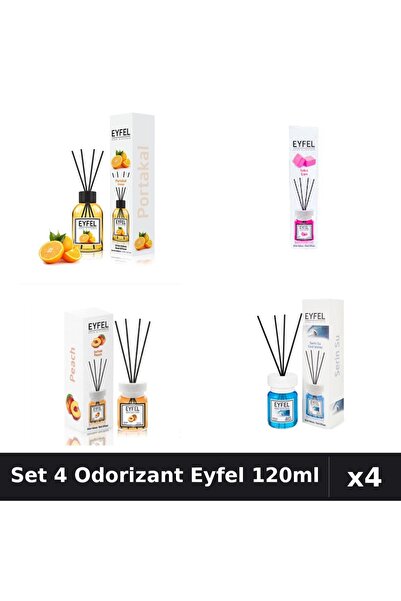 Eyfel Set 4 Odorizante Camera Betisoare, Bubble Gum, Cool Water, Piersica, Po...