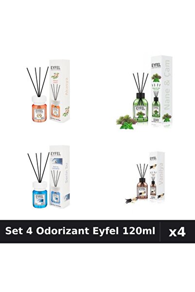 Eyfel Set 4 Odorizante Camera Betisoare, Acacia, Cool Water, Pin Si Menta, Va...