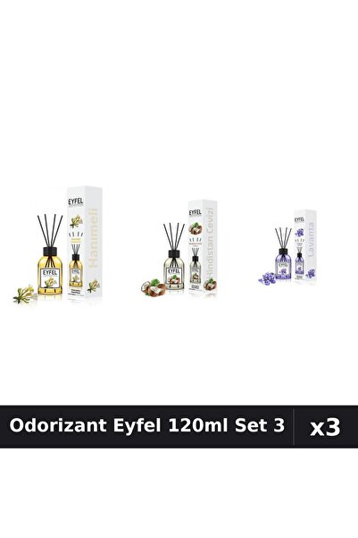 Eyfel Set 3 Odorizant Camera Betisoare 120ml - Lavanda, Nucă Cocos, Mâna Maicii
