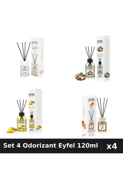 Eyfel Set 4 Odorizante Camera Betisoare, Ananas, Bumbac, Nuca De Cocos, Piers...