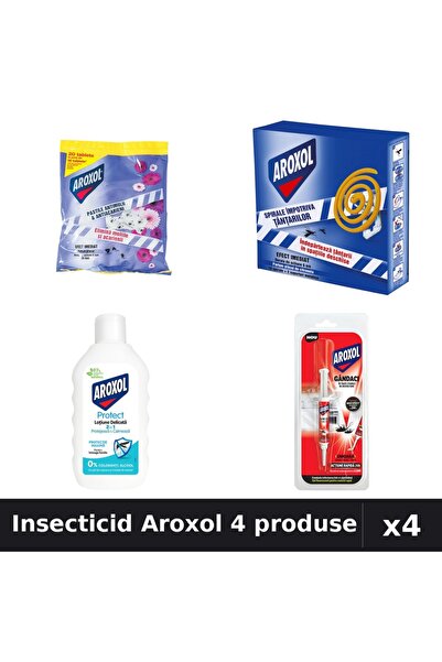 Aroxol Set 4 Insecticid - Pastile/Spirale 20+10+5g, Loțiune Repelent 200ml