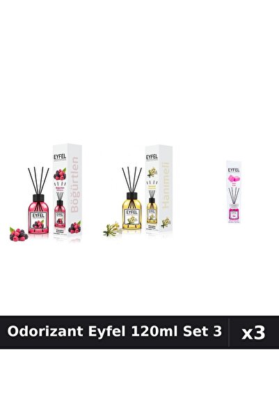 Eyfel Set 3 Odorizant Camera Betisoare 120ml - Fructe Pădurea, Mâna Maicii Do...