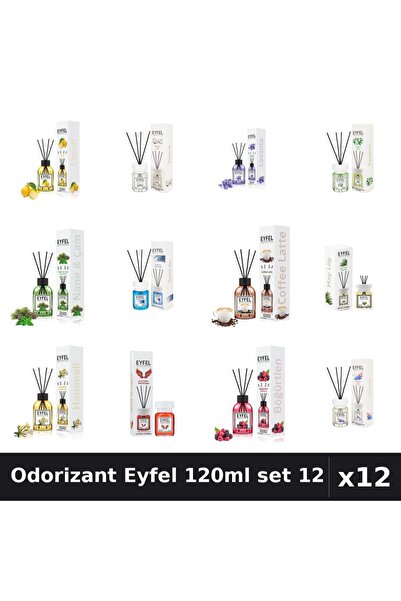 Eyfel Set 12 Odorizant Camera Betisoare 120ml - 12 Arome Asortate, Parfum Intens
