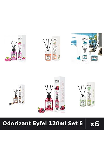 Eyfel Set 6 Odorizante Camera Betisoare - 6 Arome Asortate, 120ml Parfum