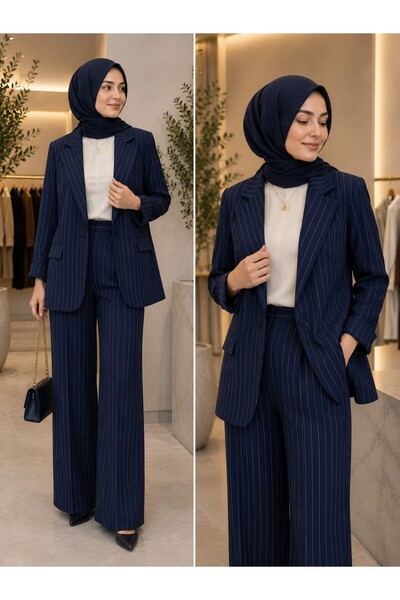 MODA ADEN Women&Kids ALİNA ÇİZGİLİ BLAZER TAKIM