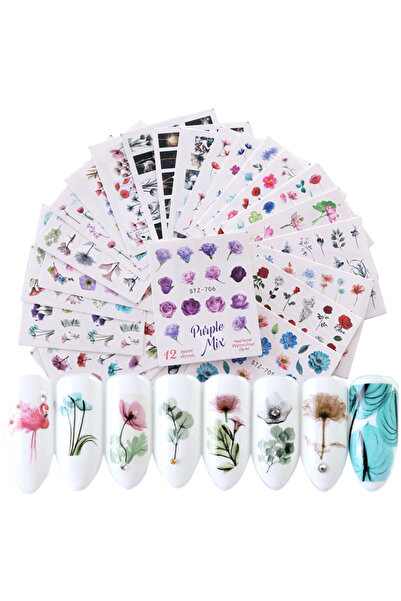 OEM Nail water transfer tattoo set Flowers, 24 pcs