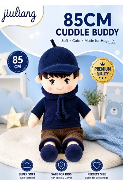 DAT Streetwear Style Plush Girl Doll 85cm Soft Stuffed Toy with Cap & Jacket ...