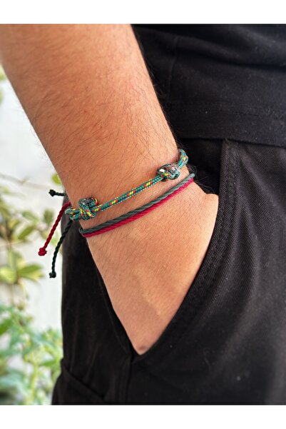 Atölye Merdiven 3lü Unisex İp Bileklik Seti Ayarlanabilir - Suya Dayanıklı - Günlük Kullanım
