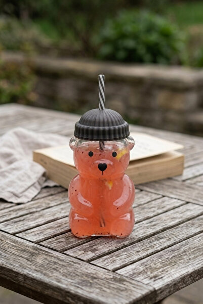 Cooker 540 ml Glass Barista Cold Drink Cup with Teddy Bear Design Ckr4572