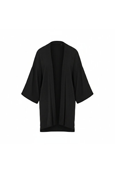 Genaric Women's Black Linen Kimono - Longer Length Back
