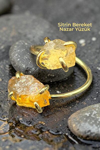 NBS Beautiful Naturel Stones خاتم سيترين عالي الجودة قابل للتعديل من النحاس و...