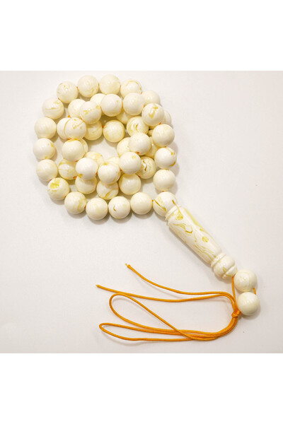 Generic Luxury Amber Imitation Mastic Rosary 66 Beads, Yellow White Striped T...