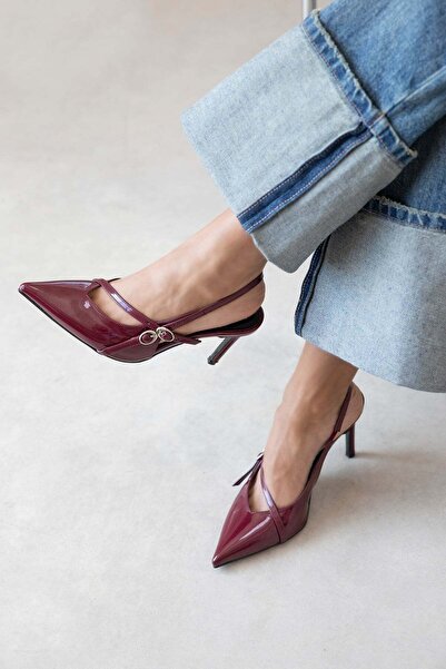 STRASWANS Alba Women's Heeled Patent Leather Shoes Burgundy