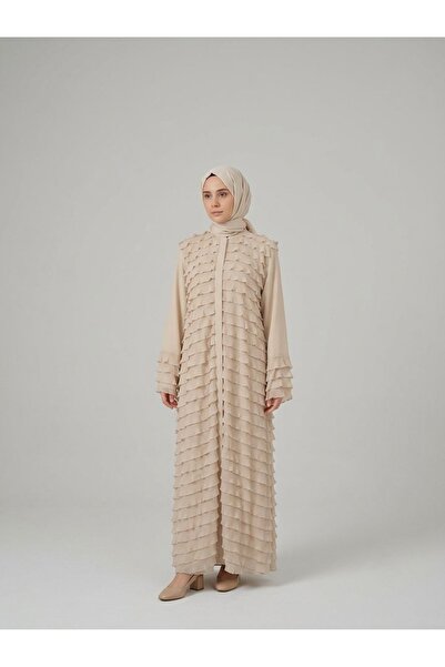 Hassene Butik Hassene Classical Fırfırlı Ferace Abaya Tesettür Kap