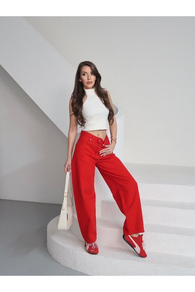 XBELLA DENİM Pantolon Açık Kırmızı Skater Yeni Sezon