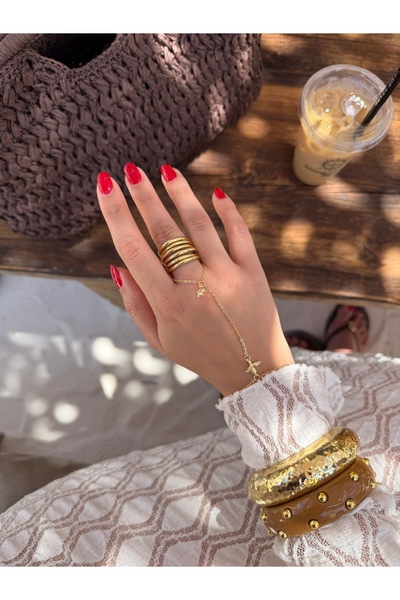 venti design Mini Arı Yıldızlı 14K Altın Kaplama Kadın Şahmeran
