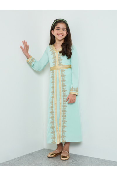 Amirah By Styli Girls Embellished V Neck Layered Dress