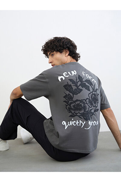 Styli Men Oversized Back Printed Terry Cotton T-Shirt