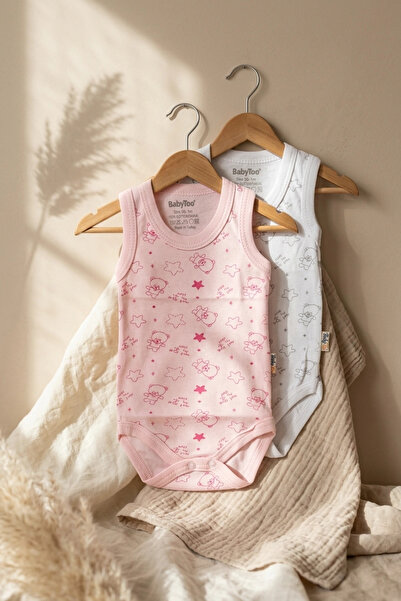 PMS 2'li Kız Bebek %100 Pamuklu Kolsuz Zıbın Seti - Ayıcık ve Yıldız Desenli ...