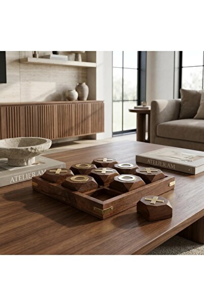 Vi Markets A handcrafted wooden Tic-Tac-Toe game from India, featuring a uniq...