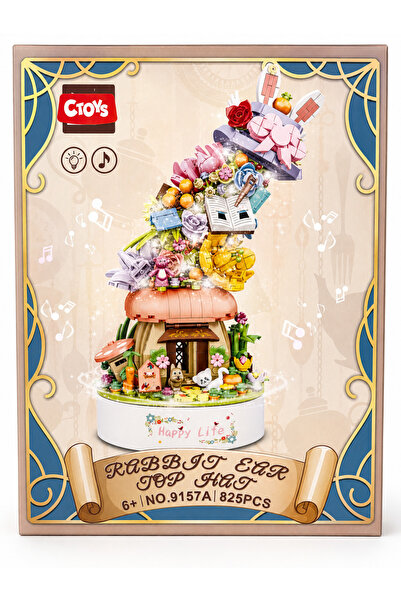 CToys Rabbit Ear Top Hat Müzikli ve Işıklı Yapı Blok Seti 825 Parça