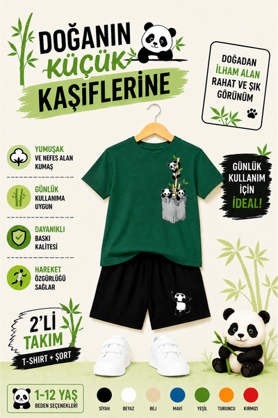 OVERMAX 🐼 Mali istraživači prirode – set za decu sa panda printom – udobna, ...